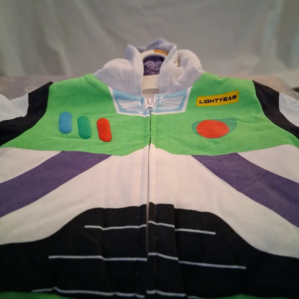 Disney Pixar TOY STORY BUZZ LIGHTYEAR Sherpa Lined Full Zip Up Hooded Jacket